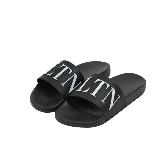 Valentino Garavani Mens Black White VLTN Logo Sandals Slides Flip Flops 46 US 13 - Picture 3 of 10
